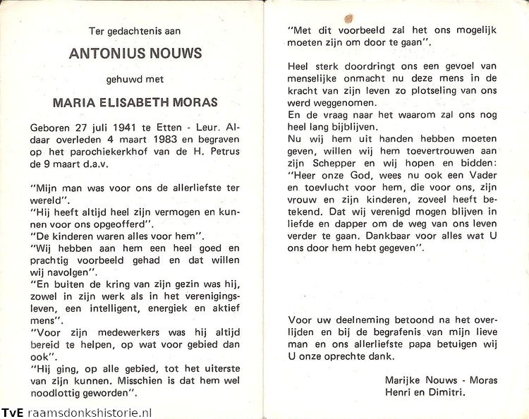 Antonius Nouws- Maria Elisabeth Moras