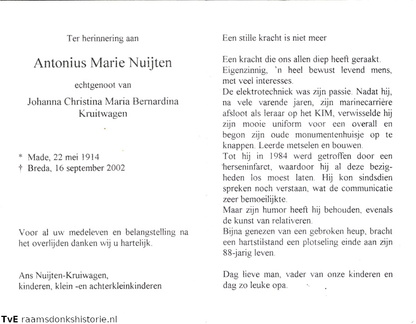 Antonius Marie Nuijten Johanna Christina Maria Bernardina Kruitwagen