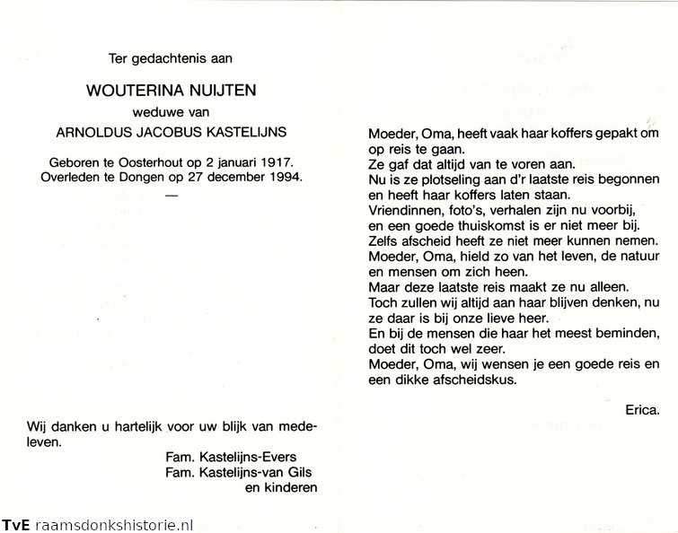 Wouterina Nuijten- Arnoldus Jacobus Kastelijns