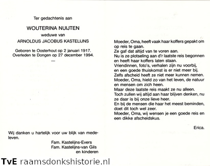Wouterina Nuijten- Arnoldus Jacobus Kastelijns
