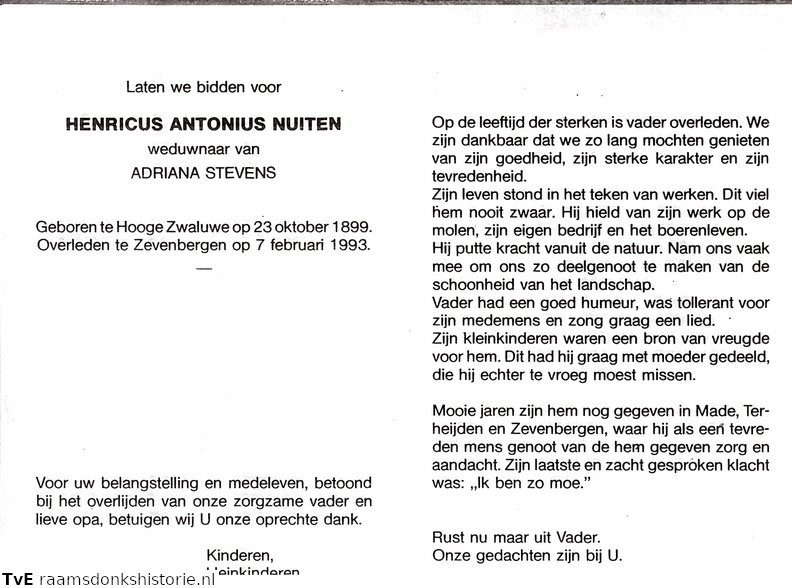 Henricus Antonius Nuiten- Adriana Stevens