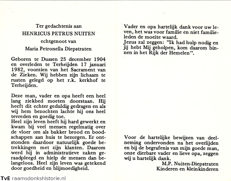 Henricus Petrus Nuiten- Maria Petronella Diepstraten