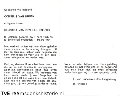 Cornelis van  Nunen- Hendrika van den Langenberg