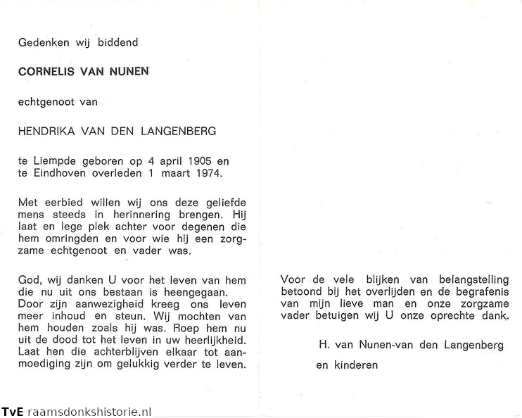 Cornelis van  Nunen Hendrika van den Langenberg