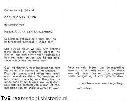 Cornelis van  Nunen Hendrika van den Langenberg