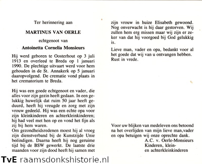 Martinus van Oerle- Antoinetta Cornelia Monsieurs