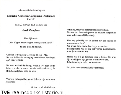 Cornelia Alphonsa Oerlemans- Gerrit Camphens
