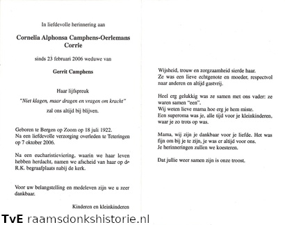 Cornelia Alphonsa Oerlemans Gerrit Camphens