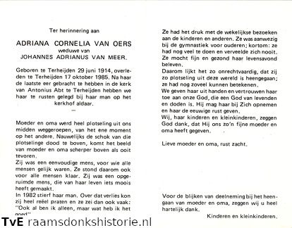 Adriana Cornelia van Oers- Johannes Adrianus van Meer