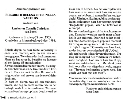 Elisabeth Helena Petronella van Oers Lambertus Cornelis Christiaan van Boxel