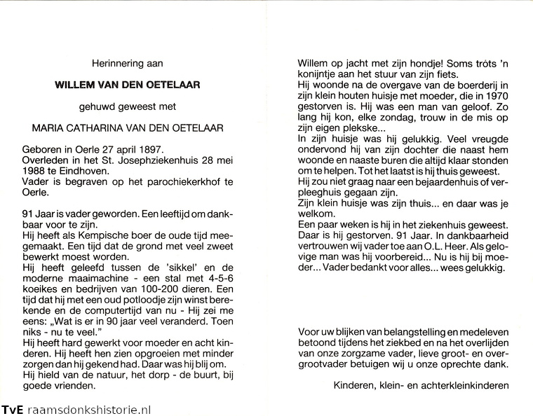 Willem van den Oetelaar- Maria Catharina van den Oetelaar