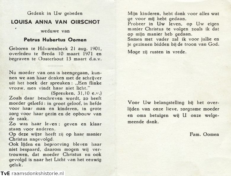 Louisa Anna van Oirschot- Petrus Hubertus Oomen