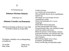 Johannes Marinus Oninckx- Johanna Cornelia van Dommelen