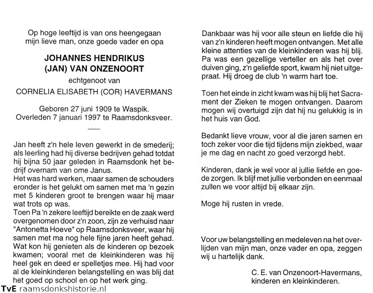 Johannes Hendrikus van Onzenoort Cornelia Elisabeth Havermans