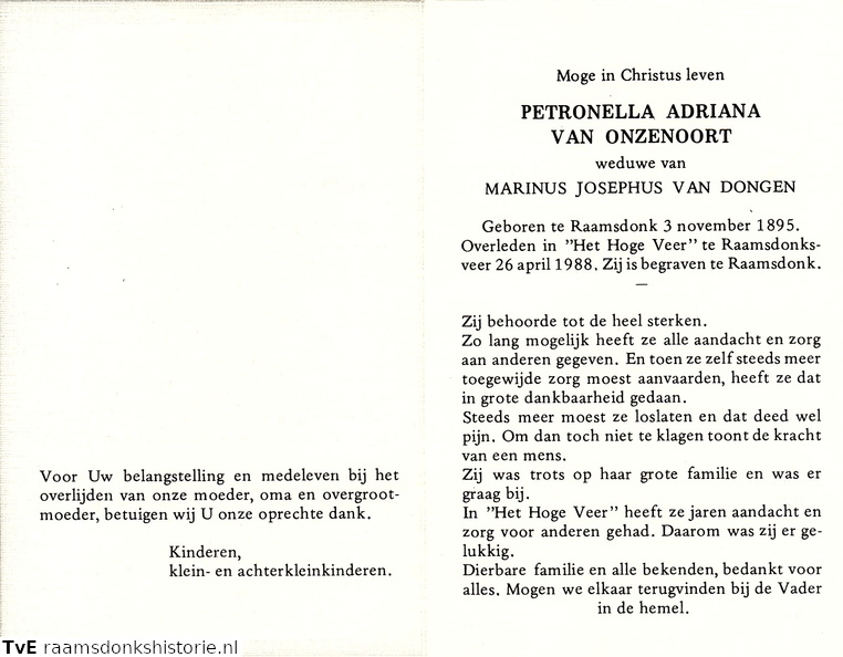 Petronella Adriana van Onzenoort- Marinus Josephus van Dongen