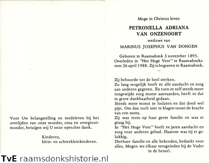 Petronella Adriana van Onzenoort Marinus Josephus van Dongen