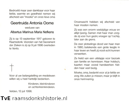 Geertruida Antonia Oome- Albertus Marinus Maria Nefkens