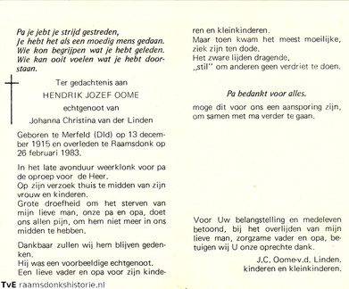 Hendrik Jozef Oome Johanna Christina van der Linden