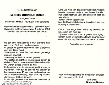 Michiel Cornelis Oome- Dimphna Maria Theresia van Seeters