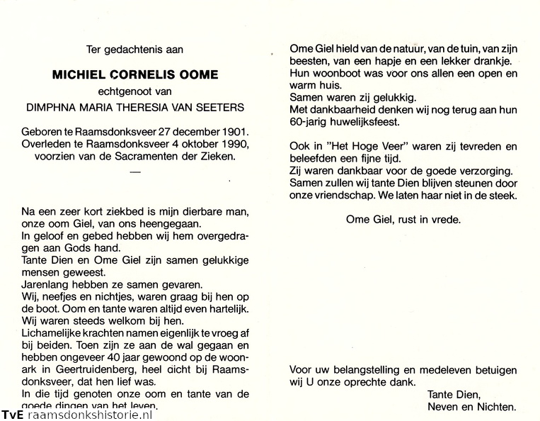 Michiel Cornelis Oome Dimphna Maria Theresia van Seeters