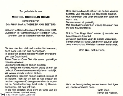 Michiel Cornelis Oome Dimphna Maria Theresia van Seeters