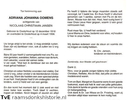 Adriana Johanna Oomens Nicolaas Christiaan Jansen