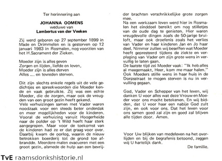 Johanna Oomens- Lambertus van der Veeken