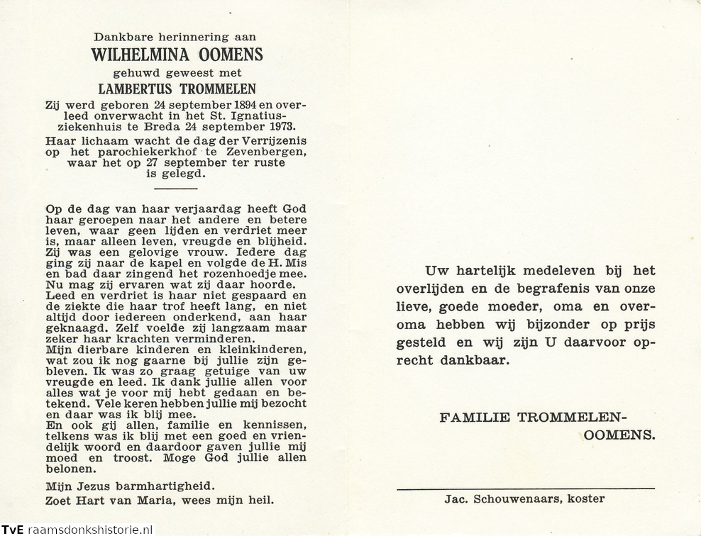Wilhelmina Oomens- Lambertus Trommelen