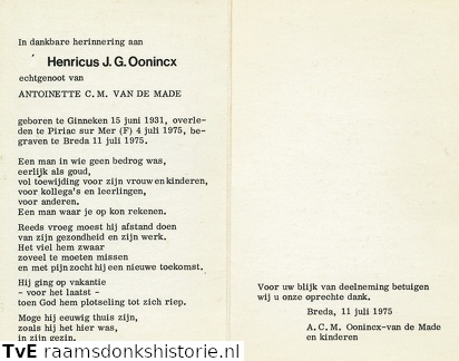 Henricus J.G. Oonincx- Antoinette C.M. van de Made