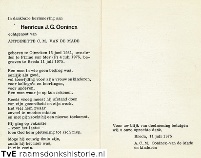 Henricus J.G. Oonincx Antoinette C.M. van de Made