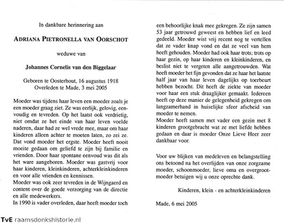 Adriana Pietronella van Oorschot Johannes Cornelis van den Biggelaar