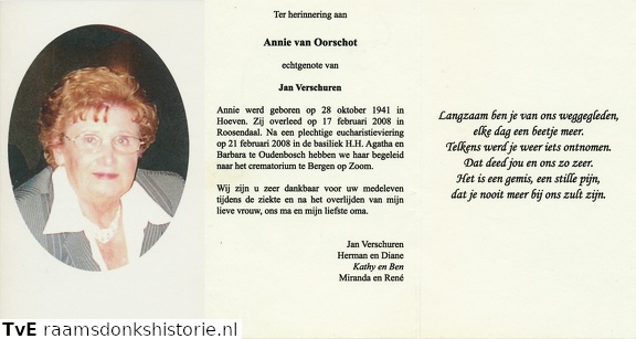 Annie Oorschot van- Jan Verschuren