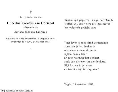 Hubertus Cornelis van Oorschot- Adriana Johanna Langerak