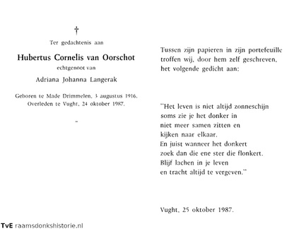 Hubertus Cornelis van Oorschot Adriana Johanna Langerak