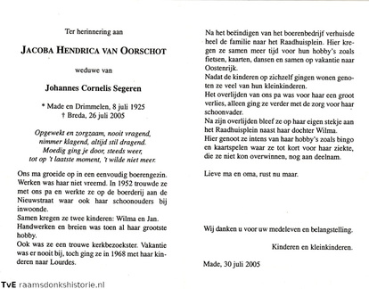 Jacoba Hendrica van Oorschot Johannes Cornelis Segeren