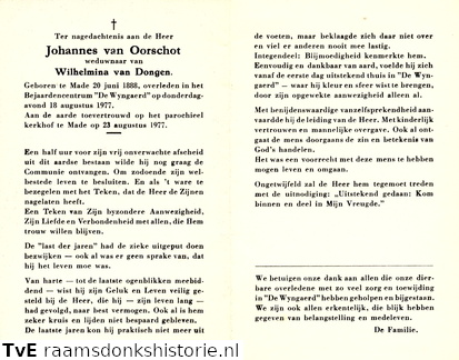 Johannes van Oorschot- Wilhelmina van Dongen