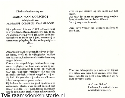 Maria van Oorschot- Adrianus Cornelis van Geloof
