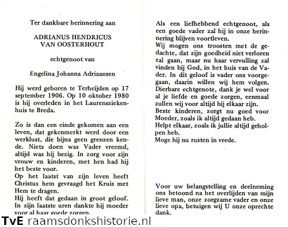 Adrianus Hendricus van Oosterhout- Engelina Johanna Adriaansen