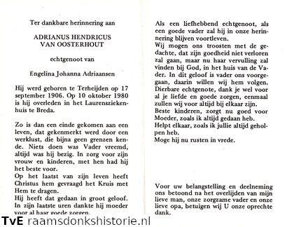 Adrianus Hendricus van Oosterhout Engelina Johanna Adriaansen