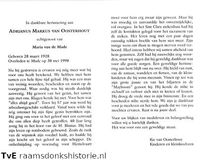 Adrianus Markus van Oosterhout- Maria van de Made