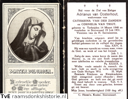 Adrianus van Oosterhout Catharina van der Zanden Cornelia van Trigt