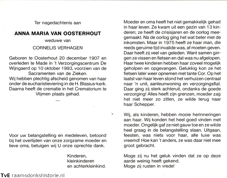Anna Maria van Oosterhout- Cornelis Verhagen