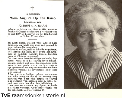 Maria Augusta Op den Kamp- Josephus C.H. B raam