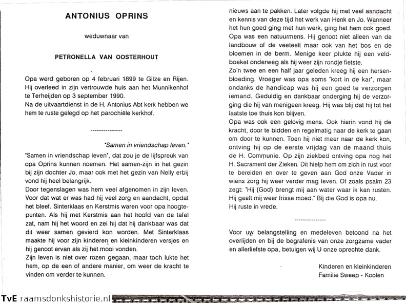Antonius Oprins- Petronella van Oosterhout