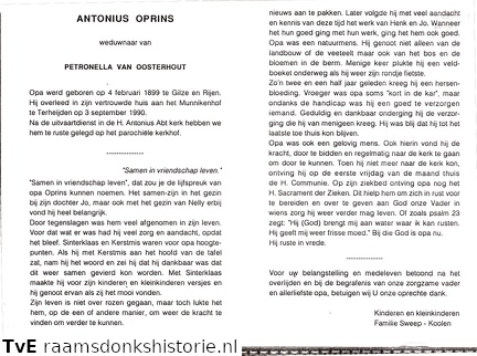 Antonius Oprins Petronella van Oosterhout