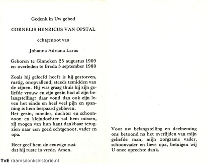 Cornelis Henricus van Opstal Johanna Adriana Laros