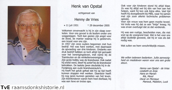 Henk van Opstal Henny de Vries