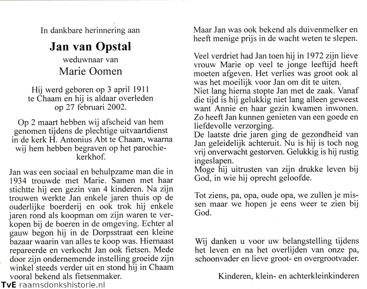Jan van Opstal Marie Oomen