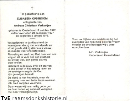 Elisabeth Opstroom- Andreas Christiaan Verkooijen