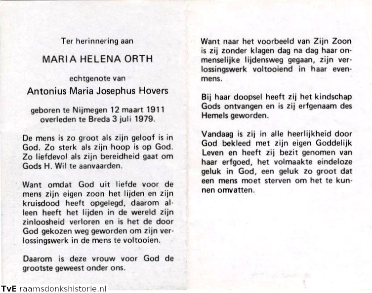 Maria Helena Orth- Antonius Maria Josephus Hovers